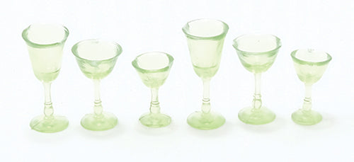 6 Glazen Chrysnbon Groen