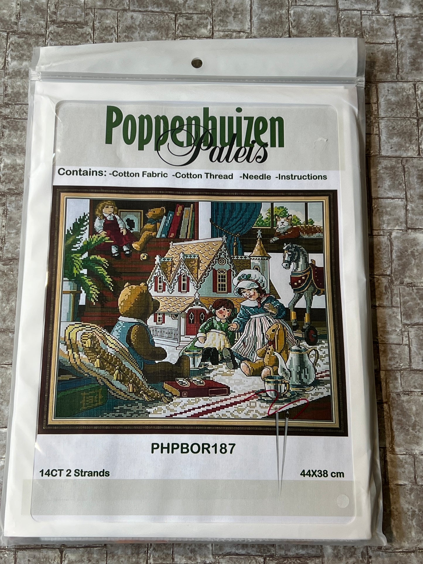Borduurpakket kinderkamer met poppenhuis