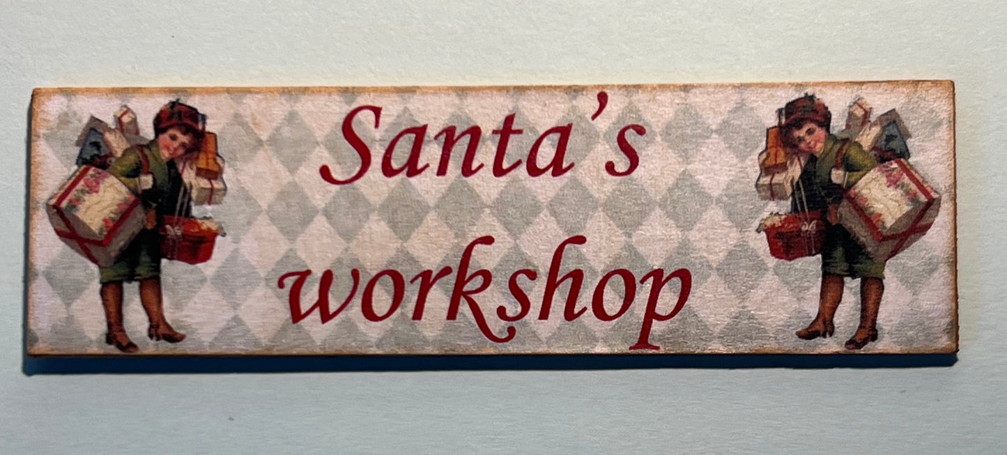 Bord " Santa's Workshop" diverse deco