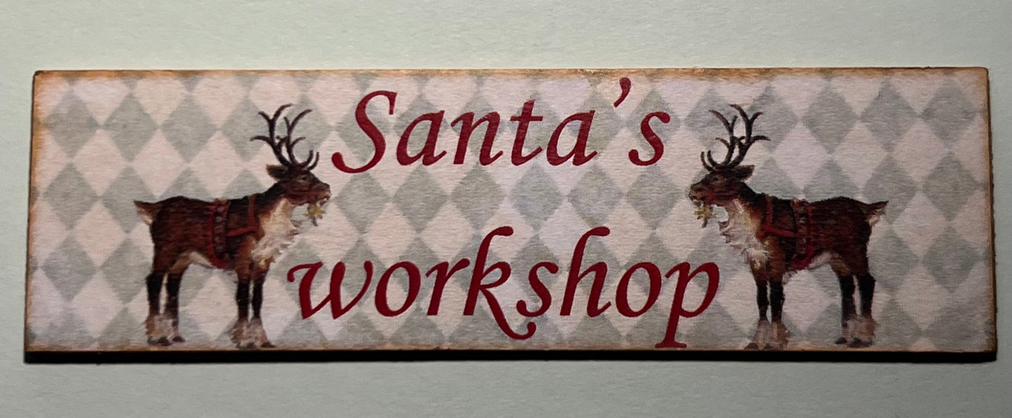 Bord " Santa's Workshop" diverse deco