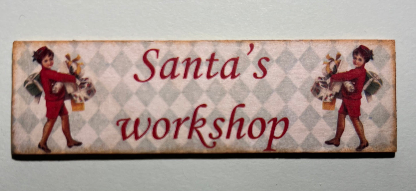 Bord " Santa's Workshop" diverse deco