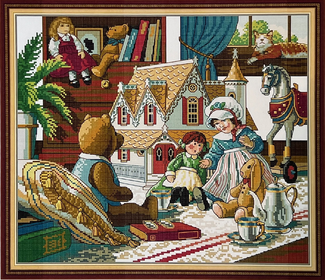 Borduurpakket kinderkamer met poppenhuis