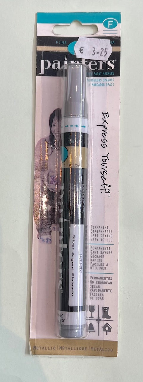 Acryl verf stift fine metallic zilver